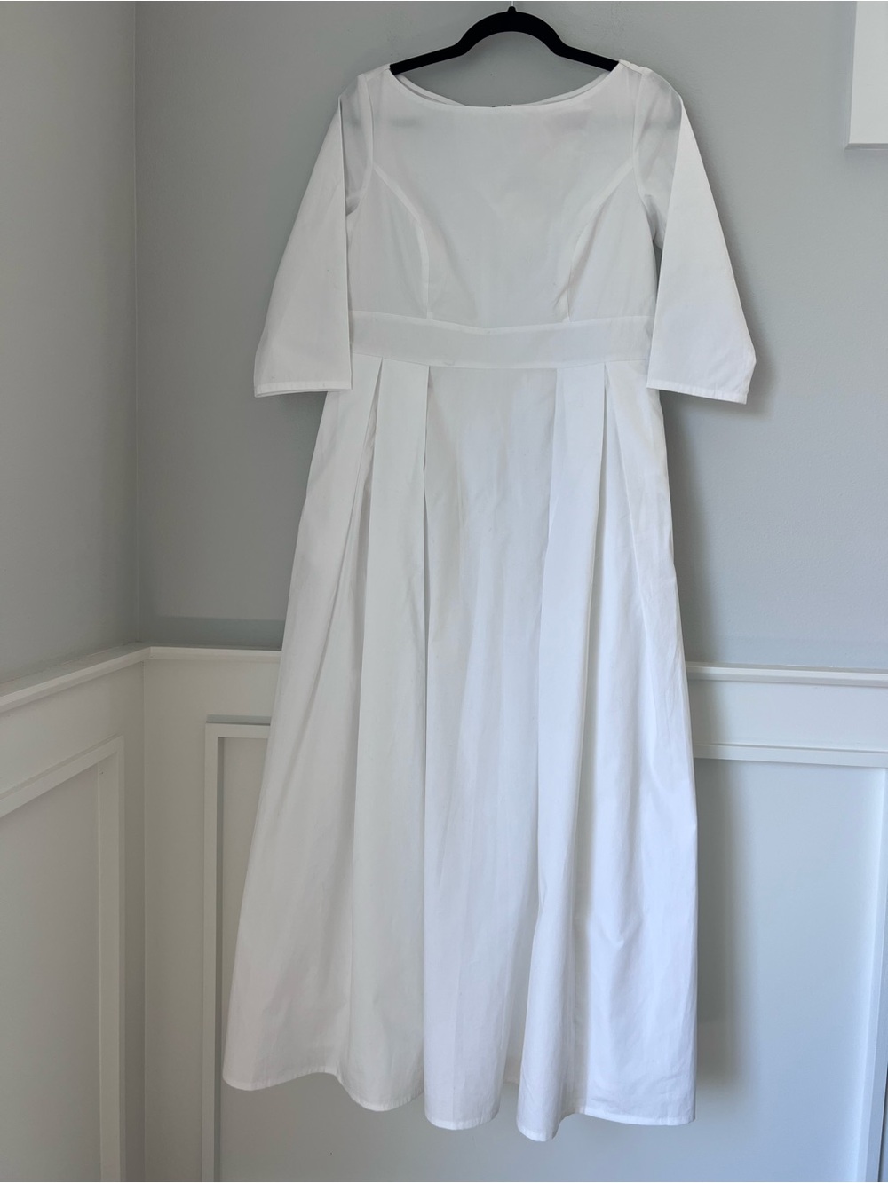 eshakti White Maxi Dress with Three-Quarter Sleeves